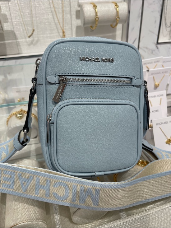 Michael Kors Handbags - Michael Kors Jet Set Med Flight Leather Crossbody Messenger Bag
Pale Ocean 
NWT